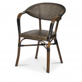 Fotel aluminiowy Monaco, kawiarniany, wys. siedziska 46 cm, tekstylia, czarno-brązowy, XIRBI 78576